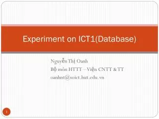 Experiment on ICT1( Database )