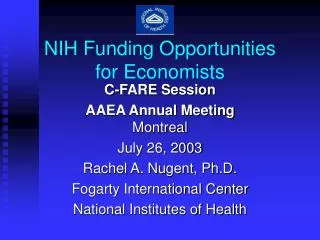 NIH Funding Opportunities for Economists