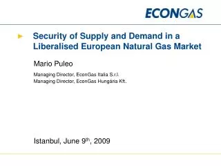 Security of Supply and Demand in a Liberalised European Natural Gas Market