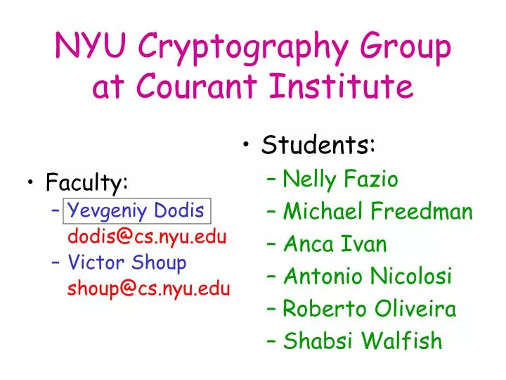 nyu cryptography group at courant institute