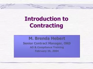 Introduction to Contracting