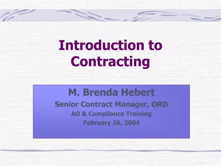 introduction to contracting