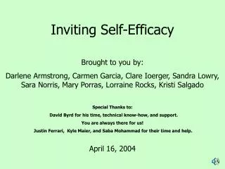 Inviting Self-Efficacy
