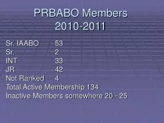 PRBABO Members 2010-2011