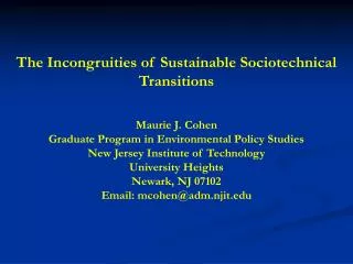 The Incongruities of Sustainable Sociotechnical Transitions