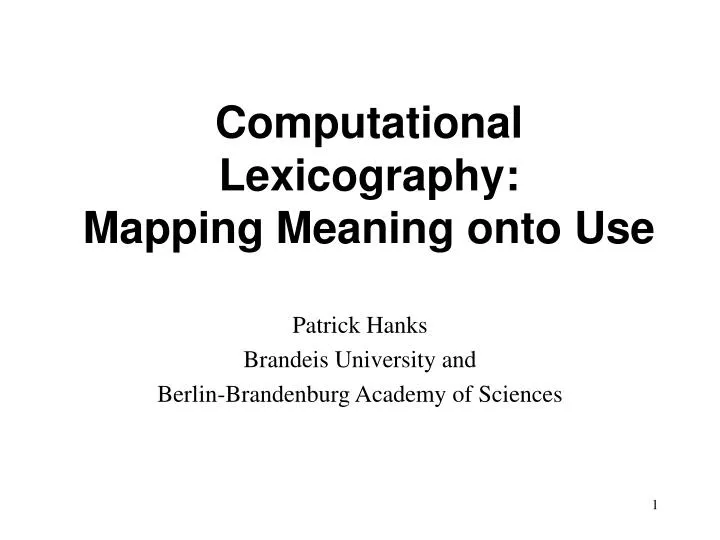 computational lexicography mapping meaning onto use