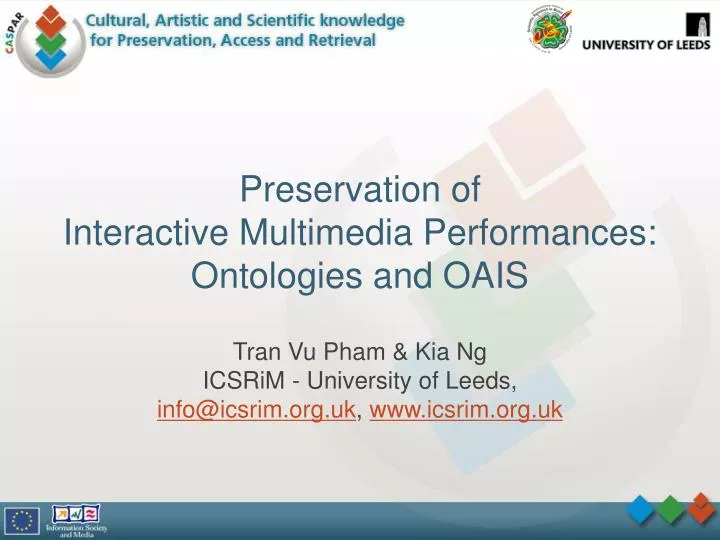 preservation of interactive multimedia performances ontologies and oais