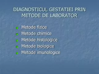 diagnosticul gestatiei prin metode de laborator