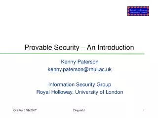 provable security an introduction