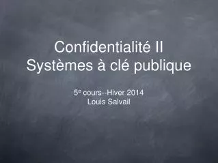 confidentialit ii syst mes cl publique