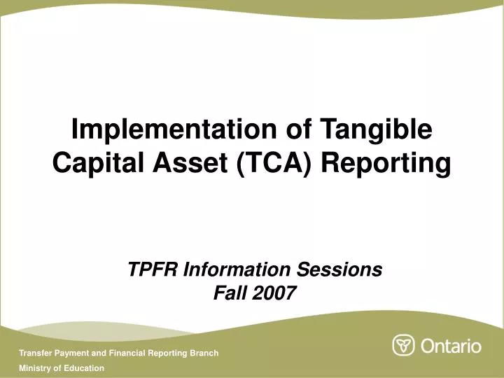 implementation of tangible capital asset tca reporting