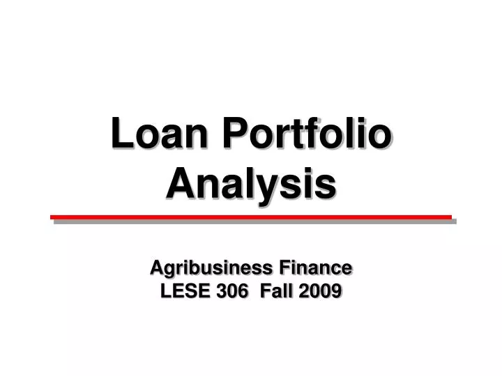 loan portfolio analysis