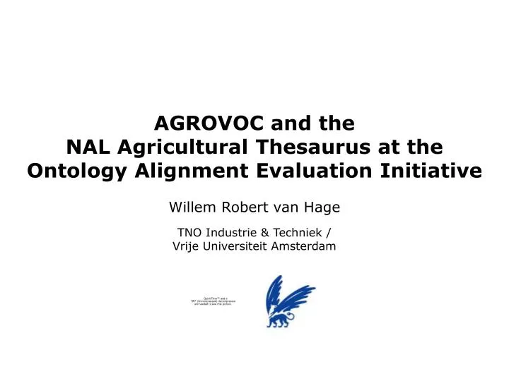 agrovoc and the nal agricultural thesaurus at the ontology alignment evaluation initiative