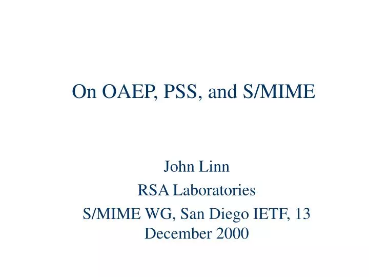 on oaep pss and s mime