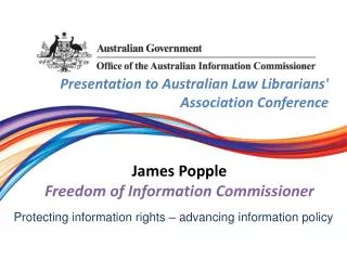 Presentation to Australian Law Librarians' Association Conference James Popple