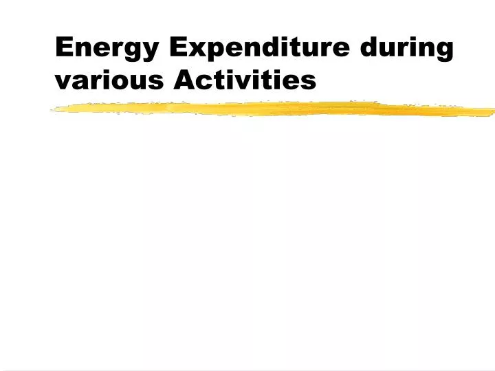 energy expenditure during various activities