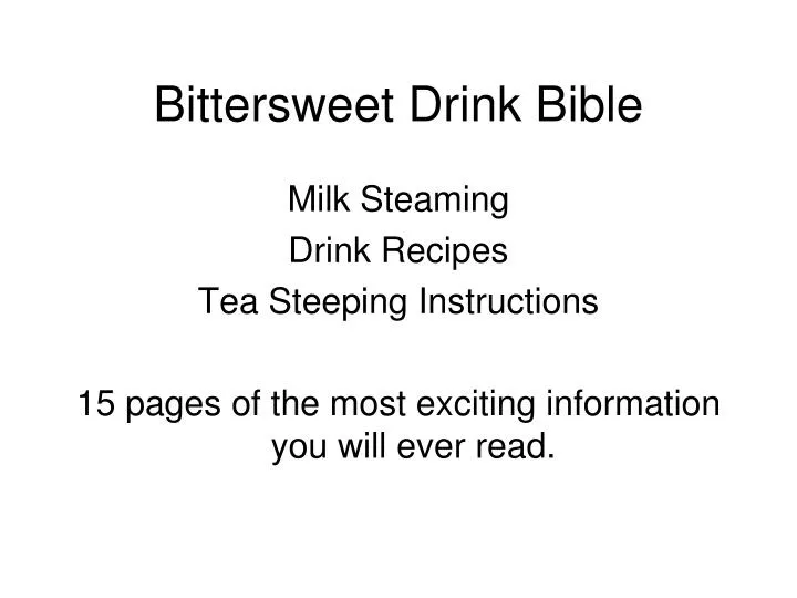 bittersweet drink bible