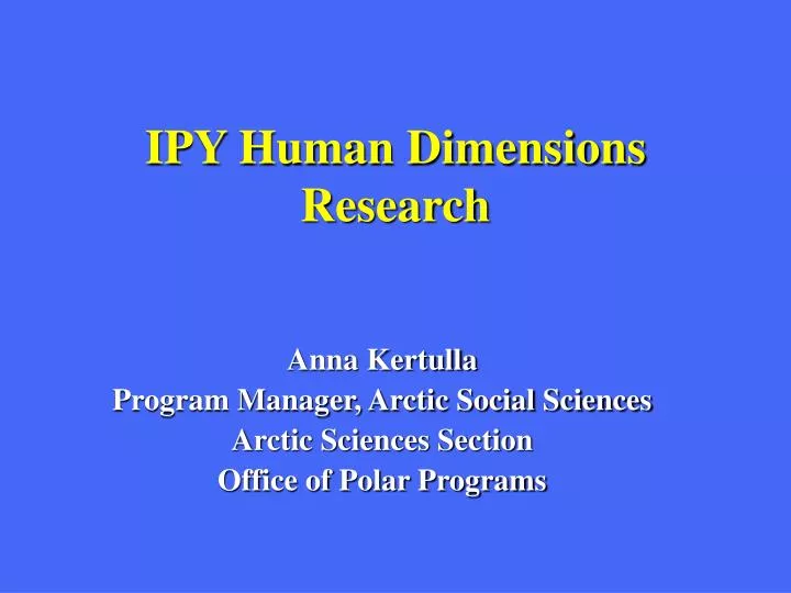 ipy human dimensions research