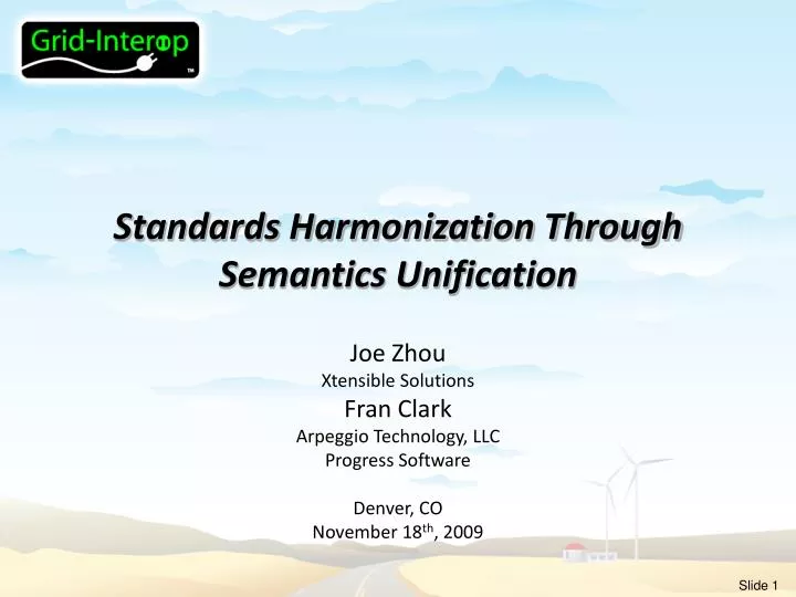 standards harmonization through semantics unification