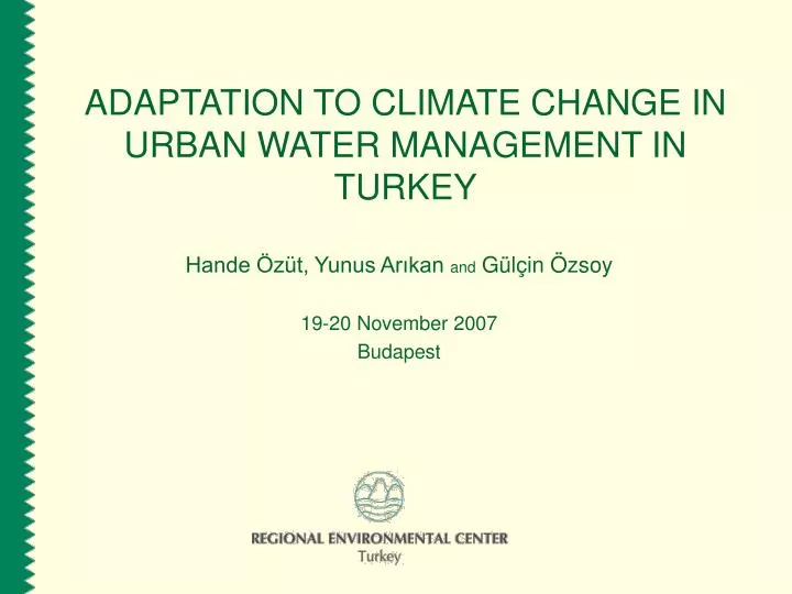 adaptation to climate change in urban water management in turkey