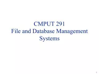 CMPUT 291 File and Database Management Systems