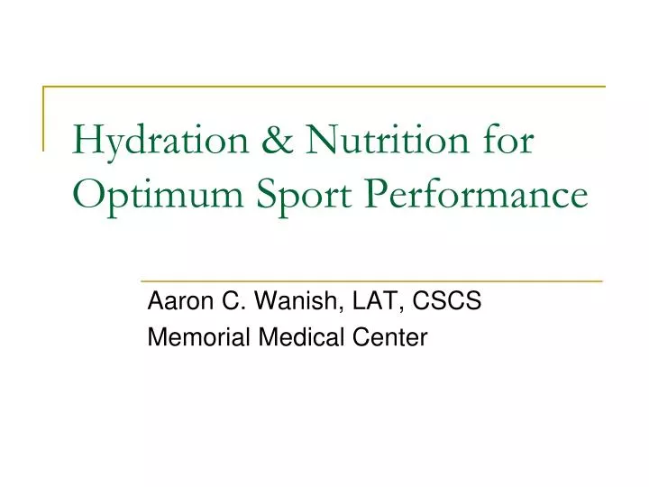 hydration nutrition for optimum sport performance