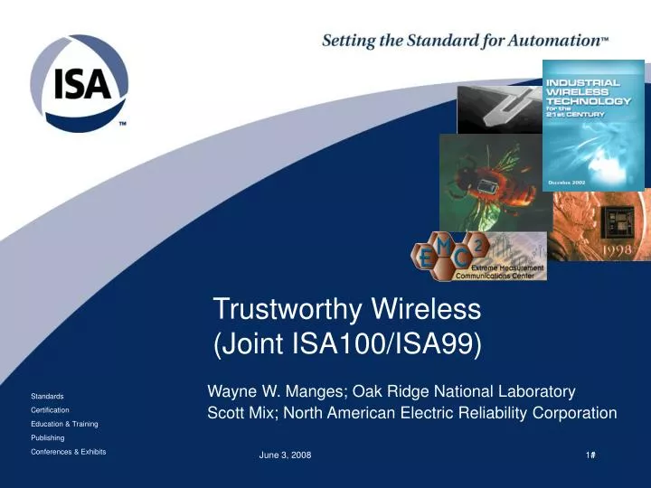 trustworthy wireless joint isa100 isa99