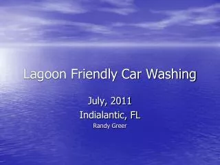 Lagoon Friendly Car Washing