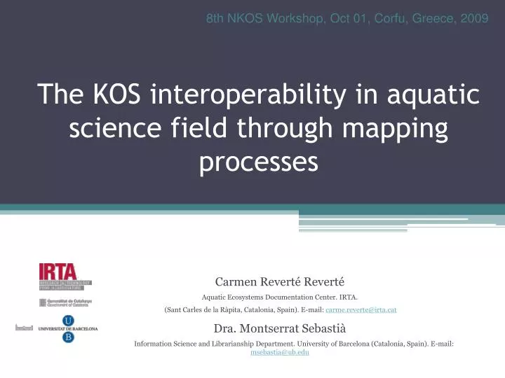 the kos interoperability in aquatic science field through mapping processes