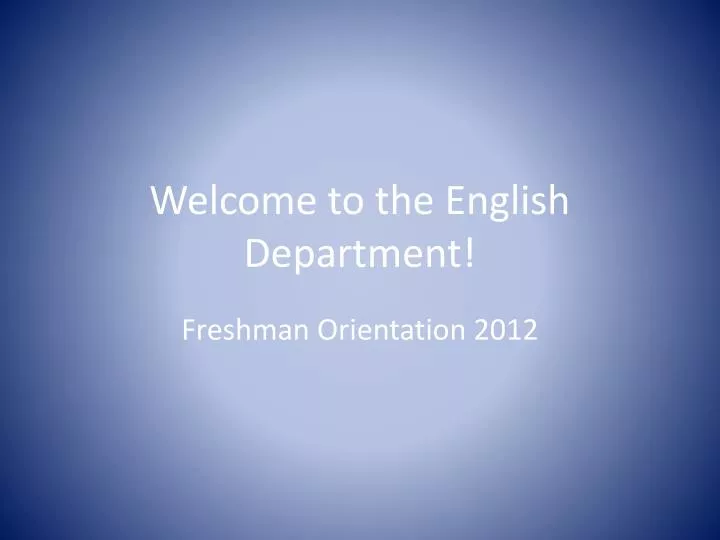 welcome to the english department