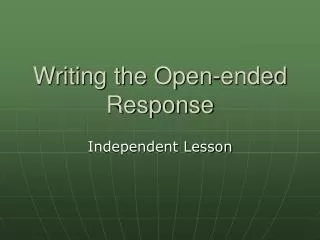 Writing the Open-ended Response