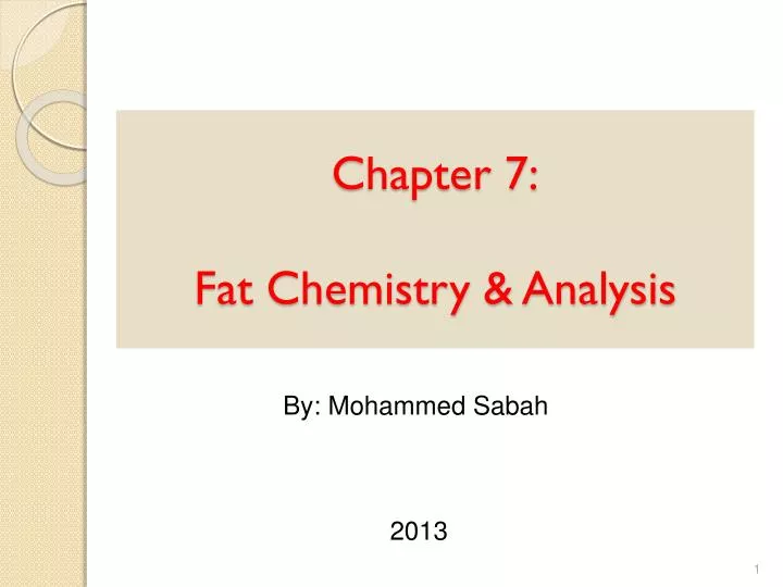 chapter 7 fat chemistry analysis