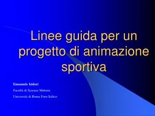 linee guida per un progetto di animazione sportiva