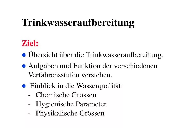 trinkwasseraufbereitung