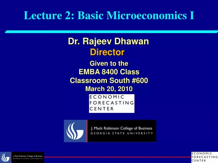 lecture 2 basic microeconomics i