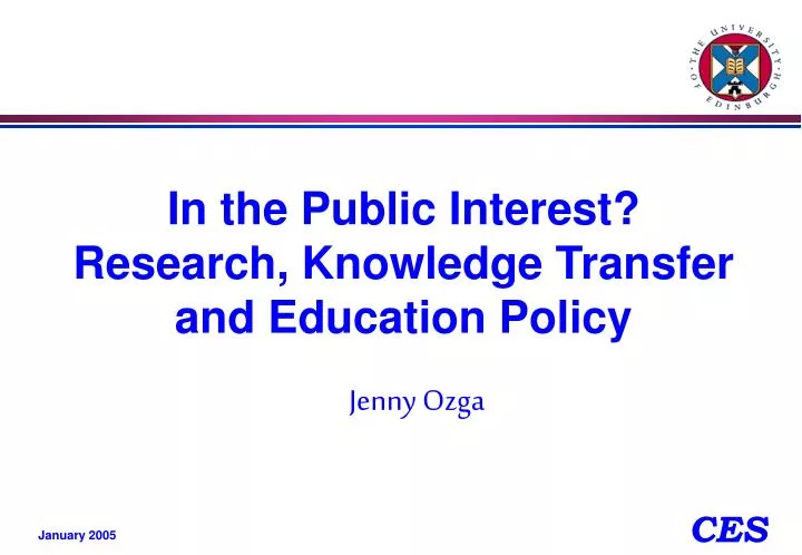 in the public interest research knowledge transfer and education policy