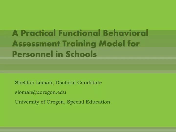a practical functional behavioral assessment training model for personnel in schools