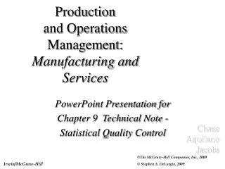 Production and Operations Management: Manufacturing and Services