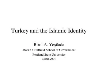 Turkey and the Islamic Identity