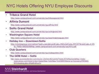 NYC Hotels Offering NYU Employee Discounts