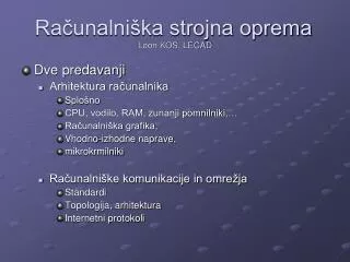 ra unalni ka strojna oprema leon kos lecad