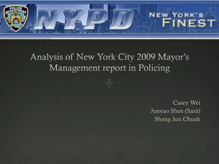 analysis of new york city 2009 mayor s management report in policing