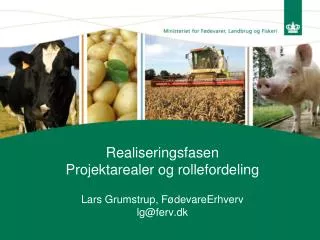 Realiseringsfasen Projektarealer og rollefordeling Lars Grumstrup, FødevareErhverv lg@ferv.dk