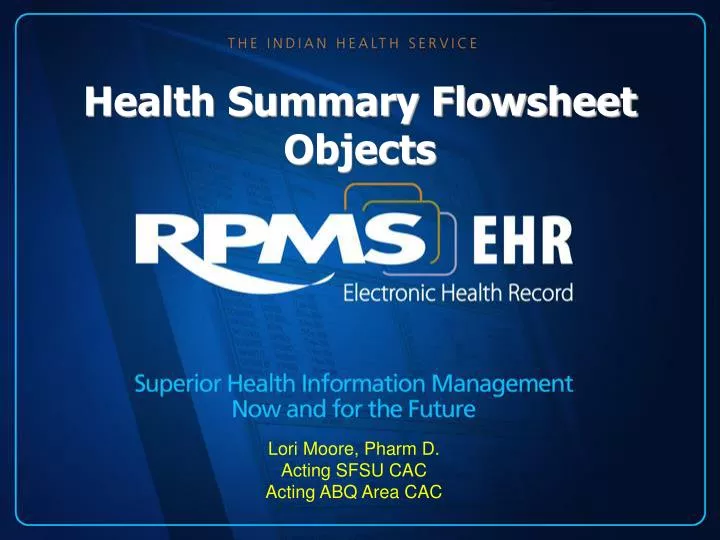 health summary flowsheet objects