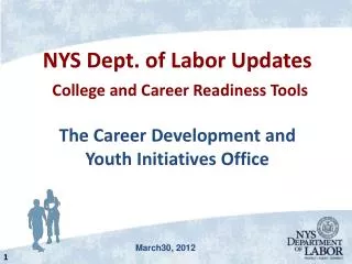 NYS Dept. of Labor Updates College and Career Readiness Tools The Career Development and