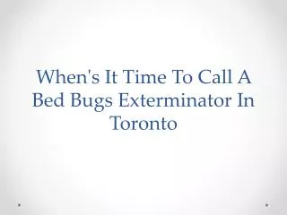 When's It Time To Call A Bed Bugs Exterminator In Toronto