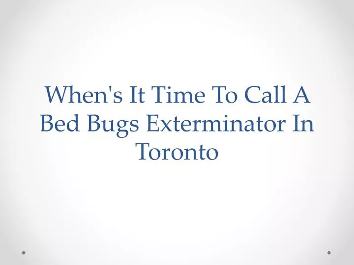 when s it time to c all a b ed b ugs e xterminator in toronto