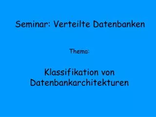 seminar verteilte datenbanken
