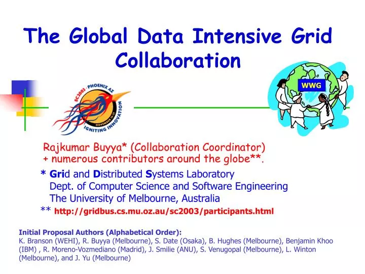 the global data intensive grid collaboration