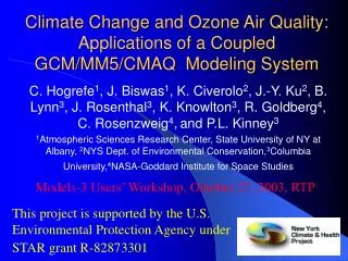 Climate Change and Ozone Air Quality: Applications of a Coupled GCM/MM5/CMAQ Modeling System